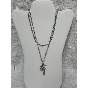 Monica Rich Kosann Sterling Silver Dangle Tassel Rhinestone Necklace #62563